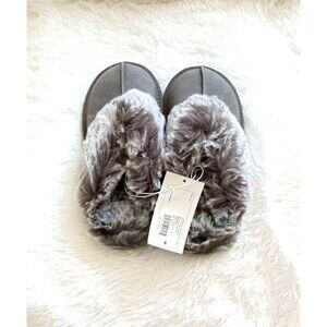 Stars Above Women's Micro-Suede Faux Fur Slippers (Size 6) "GRAY" ~ NEW!!!